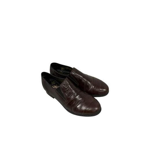 Rieker Antistress Brown Pleated Ruched Heeled Leather Comfort Loafers 5 - Picture 2 of 9